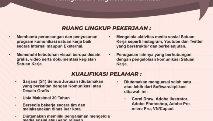 Kabar Bahagia Lembaga Negara Buka Lowongan Ahli Pengelola Komunikasi di Cirebon